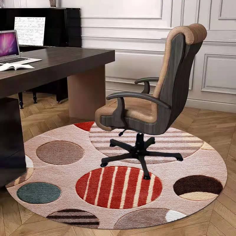 Simple Geometric Round Carpet Office Chair Floor Mat Computer Table Floor Mat Bedroom Decoration Living Room Rugs Bedroom Carpet