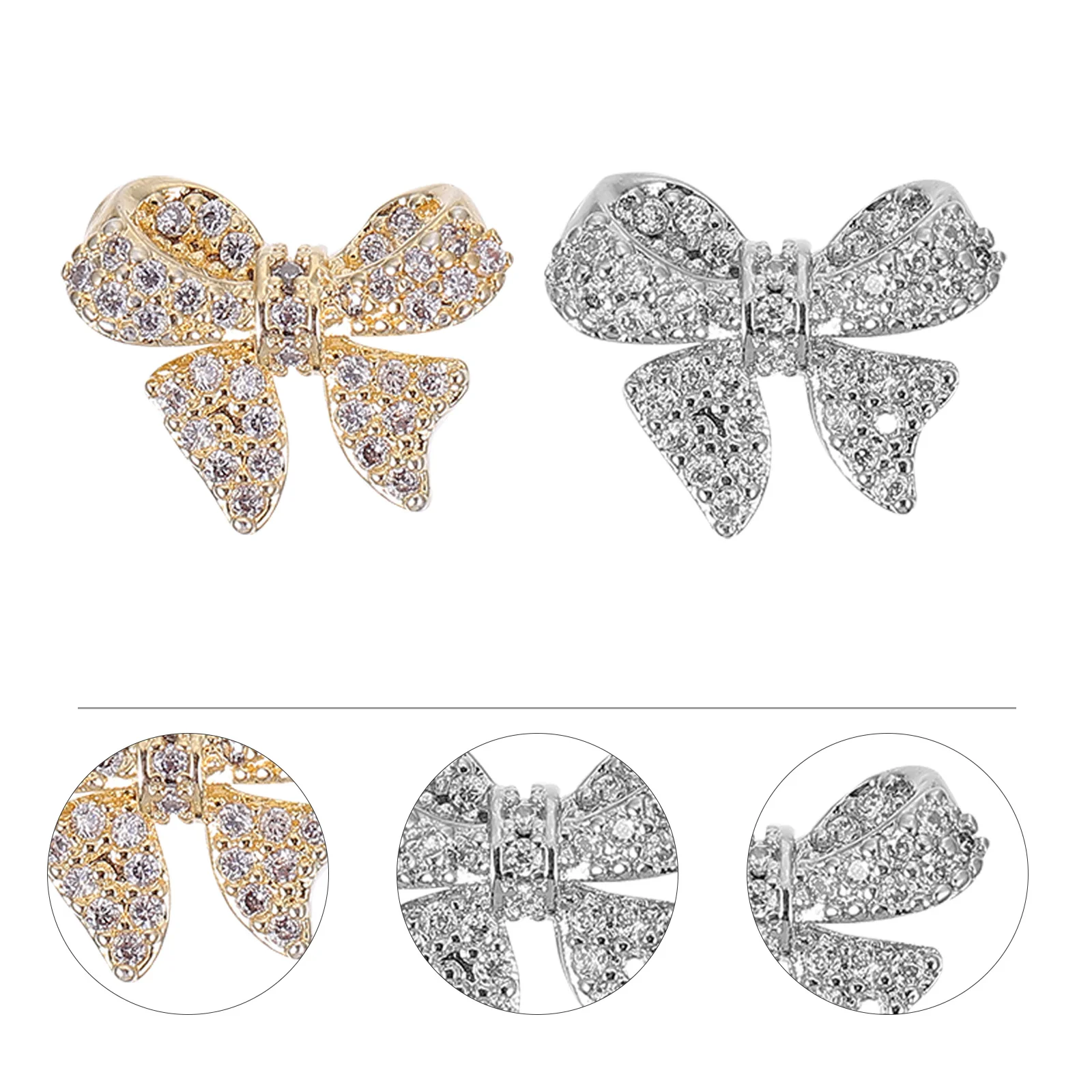 5Pcs Nail Jewelry Diamond 3D Rhinestones for Manicure Art Decoration Shining Bowknot Studs DIY Elegant Nail Charms