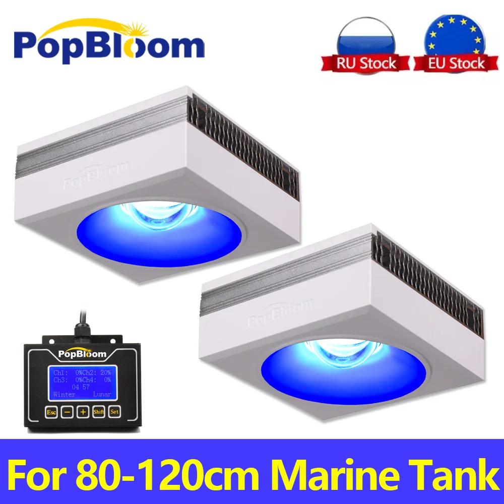 PopBloom-80-120cm Smart Marine LED Aquarium Lighting Program Aquarium Reef LED for Seawater Fish Tank Lamp,LPS,SPS,Reef Corals