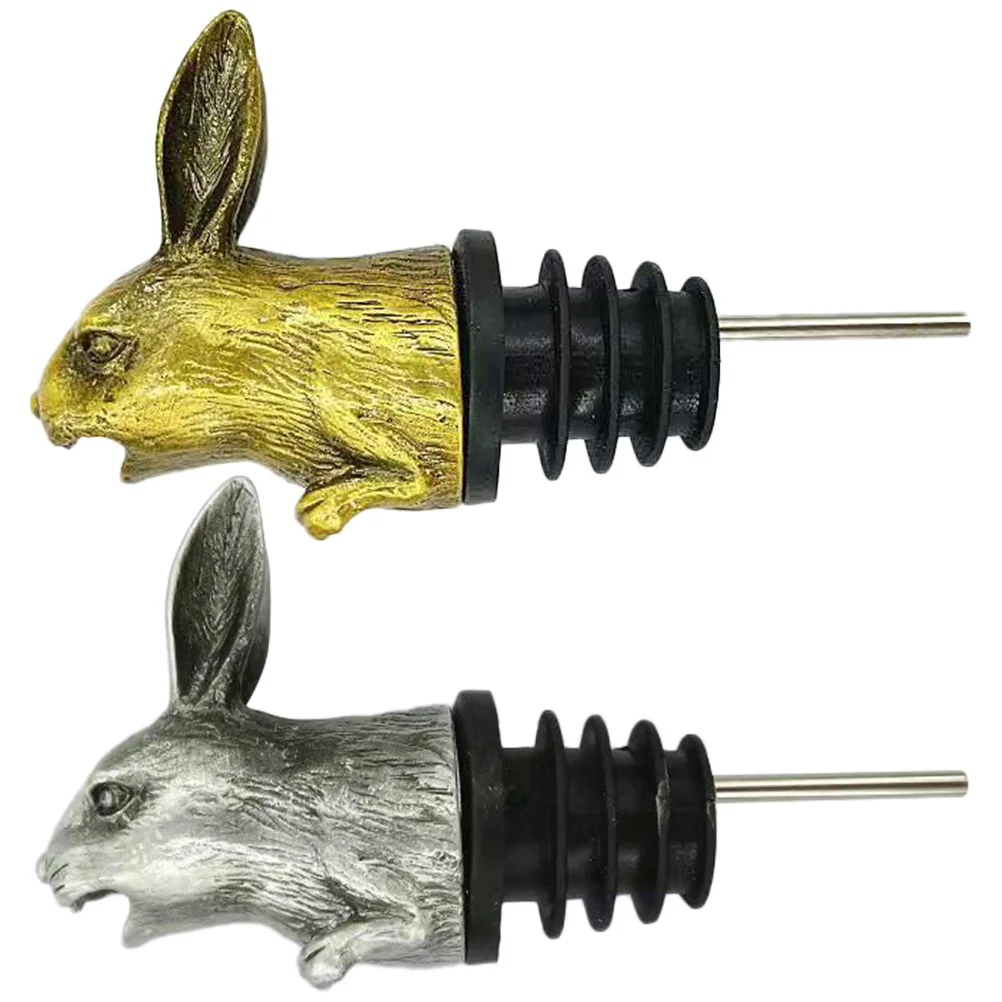 

2pcs Rabbit Pourer Stainless Steel Bunny Head Aerator Easter Sauce Oil Bottle Pourer Reusable Safe Easy Use Stopper