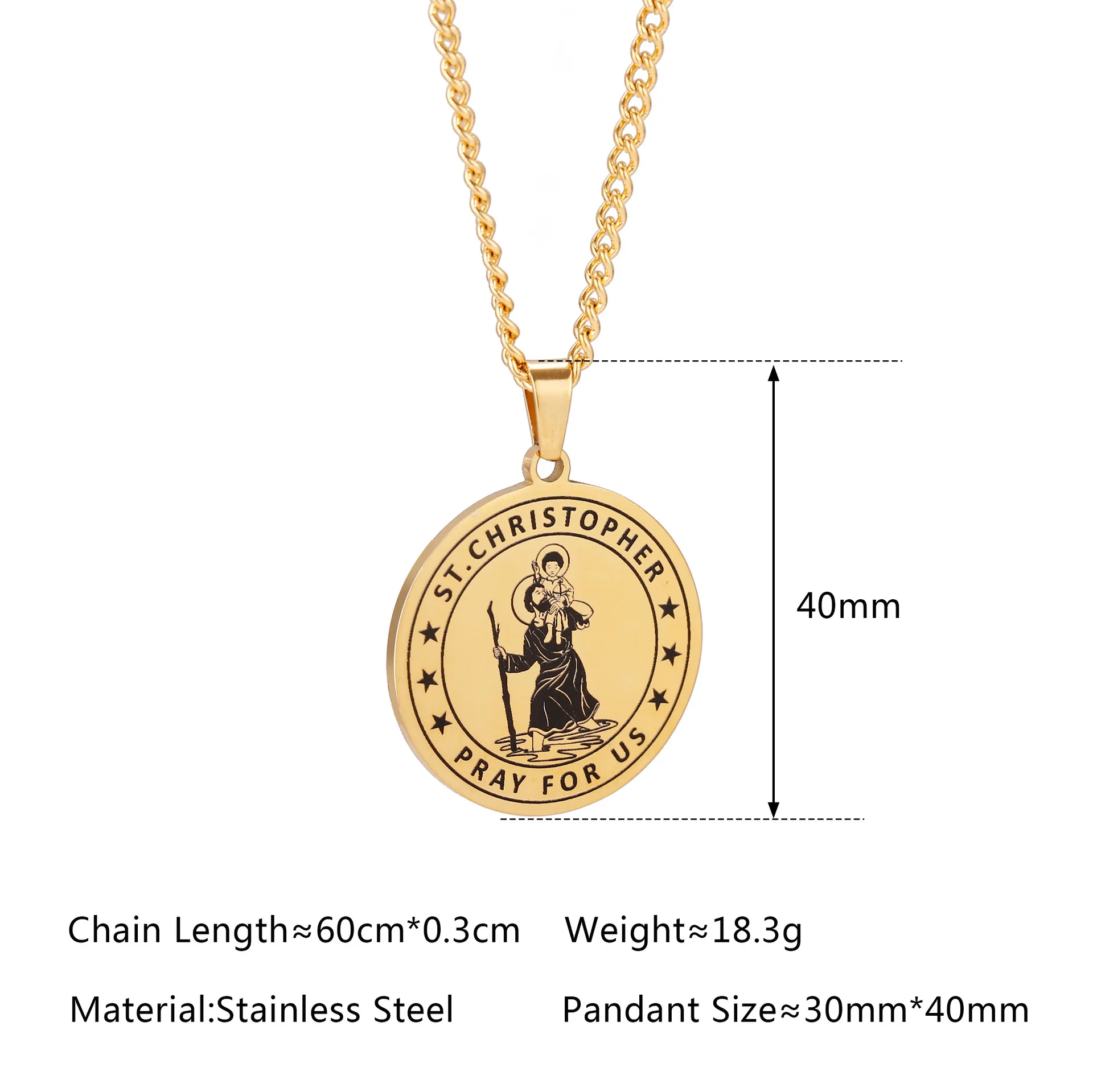 New Amulet Necklace Saint Christopher Medal Stainless Steel  Necklaces for Men Pendant Chain On The Neck Choker Cadenas Hombre