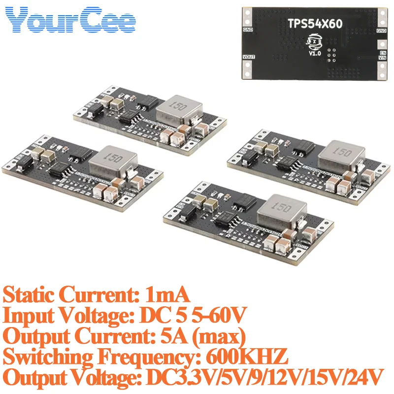 10 szt./1 szt. TPS54560 DC-DC Moduł zasilania impulsowego obniżający napięcie (Buck) z niskim tętnieniem, wysokim napięciem i prądem, 5,5-60V na 3,3V/5V/9V/12V/15V/24V