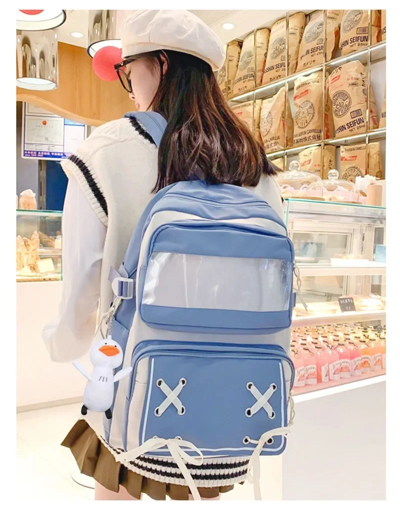 44×32×13cm Zwart Blauw Roze, Identiteit V, Student Kinderen Tieners Schooltassen, Grote Capaciteit Mochilas Anime Rugzakken Voor Meisjes Jongens