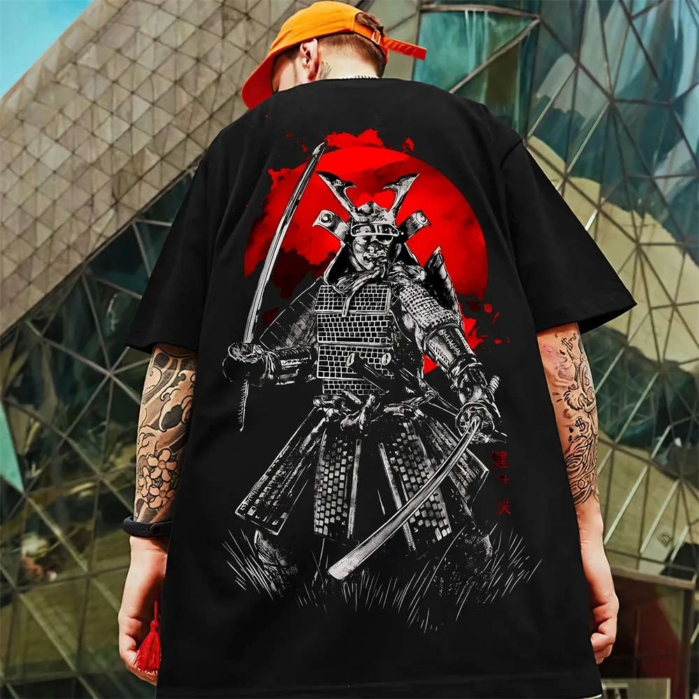 T-shirt manches courtes pour homme, estival et vintage, avec épée de samouraï japonais imprimée en 3D, harajuku