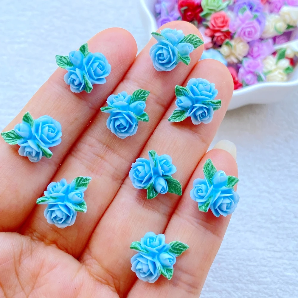 30 Stück Niedliche Mini 3D Farbige Rosen und Blätter Nagelkunst Harz Designer Charms DIY Dekorationen Schmuck – Detail 8