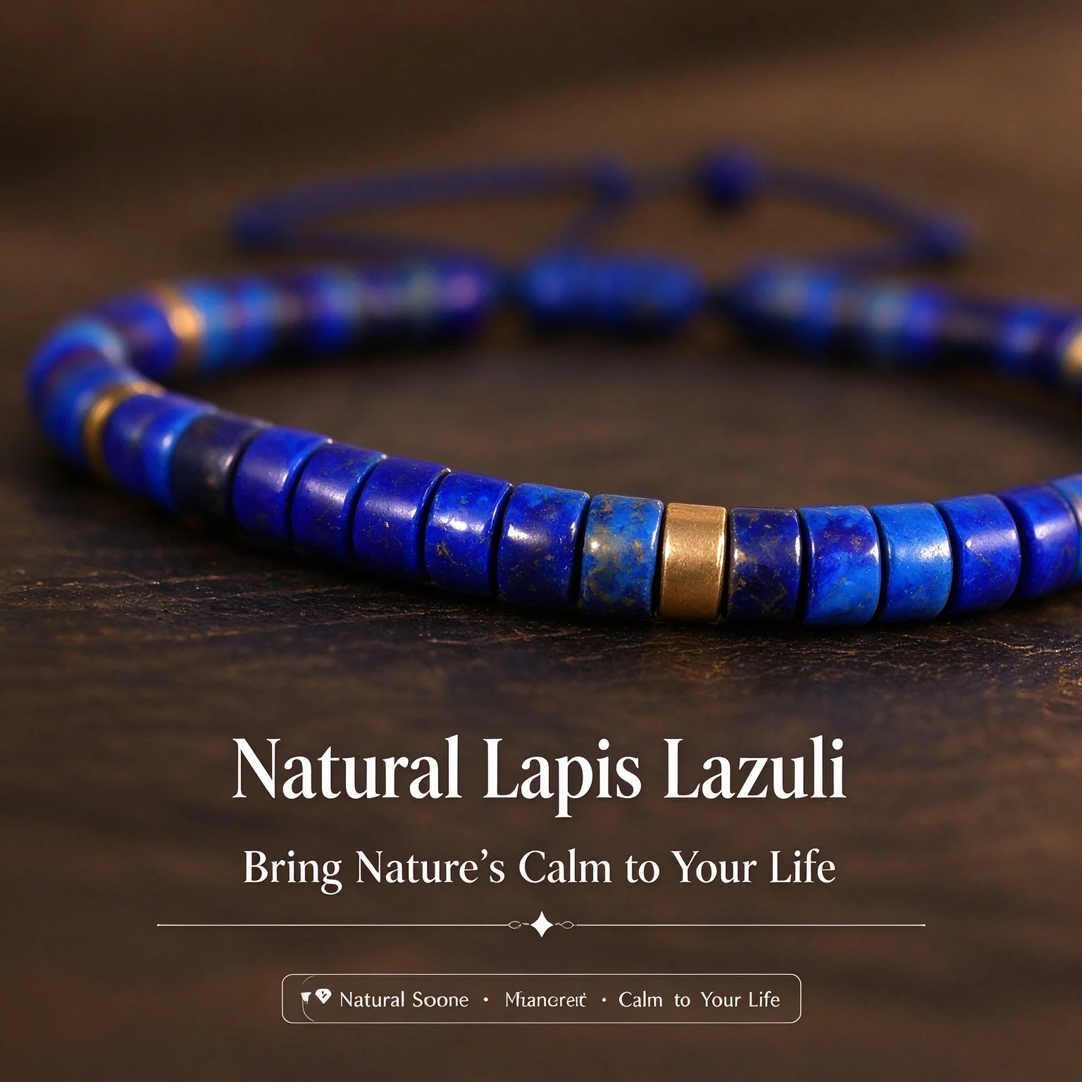 Natural Lapis Lazuli Bracelet for Men Women Adjustable Heishi Bead Bracelet Grounding Calm Patience, Spiritual Yoga Jewelry Gift