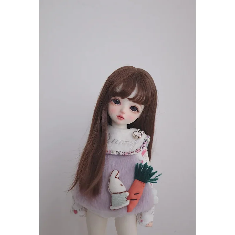 BJD/SDドールウィッグ 女の子用 1/3 1/4 1/6 ブライス 可愛いベビーギフト ブラック ブラウン マルチカラー ロング ソフトシルク ストレートヘア ドールアクセサリー