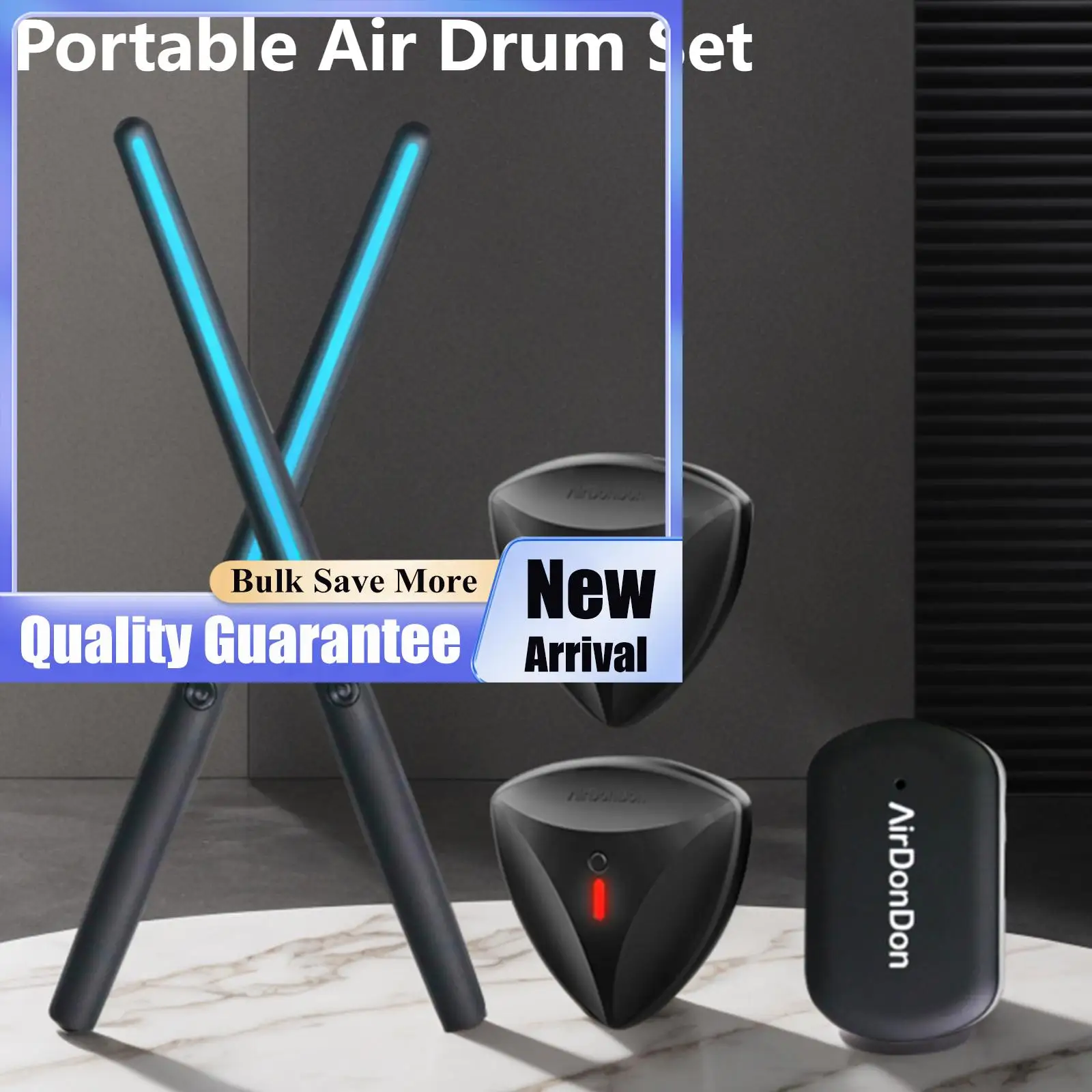 Portable Air Drum Set Air Electronic Drum Sticks Realistic Effect Air Drum Adapter Electronic Virtual Air Drum Set for  Adult