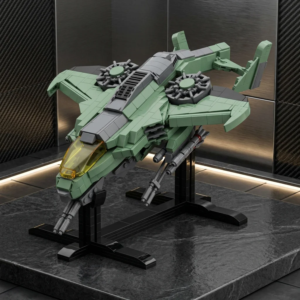 

MOC Sci-Fi Sparrow VTOL Fighter Building Blocks Military Gunship Model Bricks DIY Assembly Ornament Gift for Adults