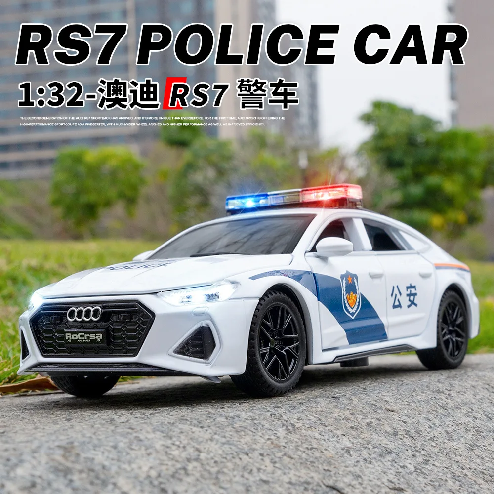 

1:32 AUDI RS7 police car Alloy Car Model Simulation Diecast Metal Toy Vehicles Sound Light Collection Childrens Gift A895