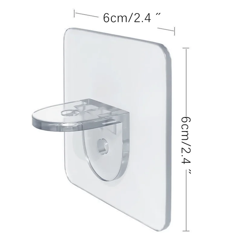 5/10Pcs 6X6cm Adhesive Hooks Transparent Self Pegs Rack Wall Hangers Closet Cabinet Shelf Support Bracket