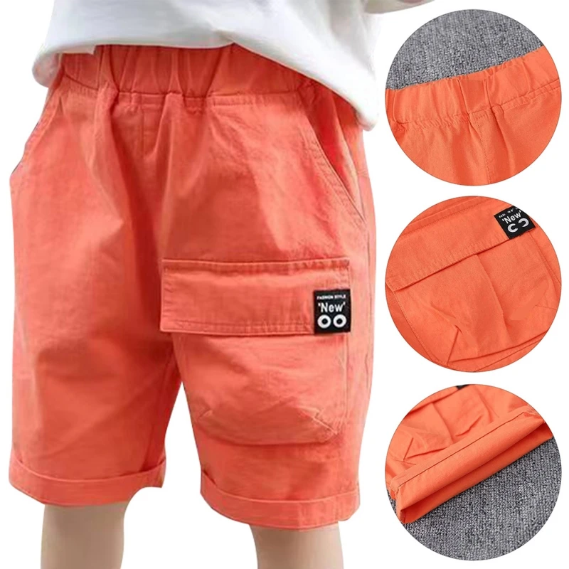 3-12Year Children Shorts Teenager Boys Shorts Summer Letter Solid Kids Knee Length Straight Shorts Boys Capris Track Pant Casual