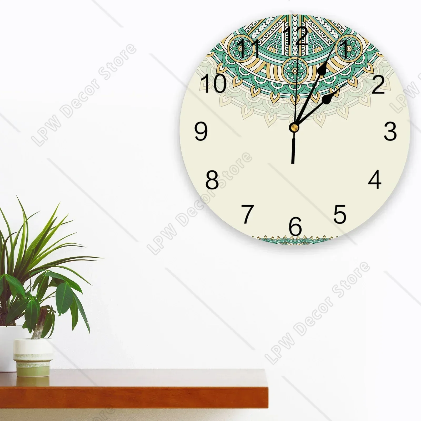Bohemian Style Mandala Pattern Ethnic Retro Wall Clocks Silent Home Cafe Office Wall Decor Clocks for Kitchen Large Wall Clocks