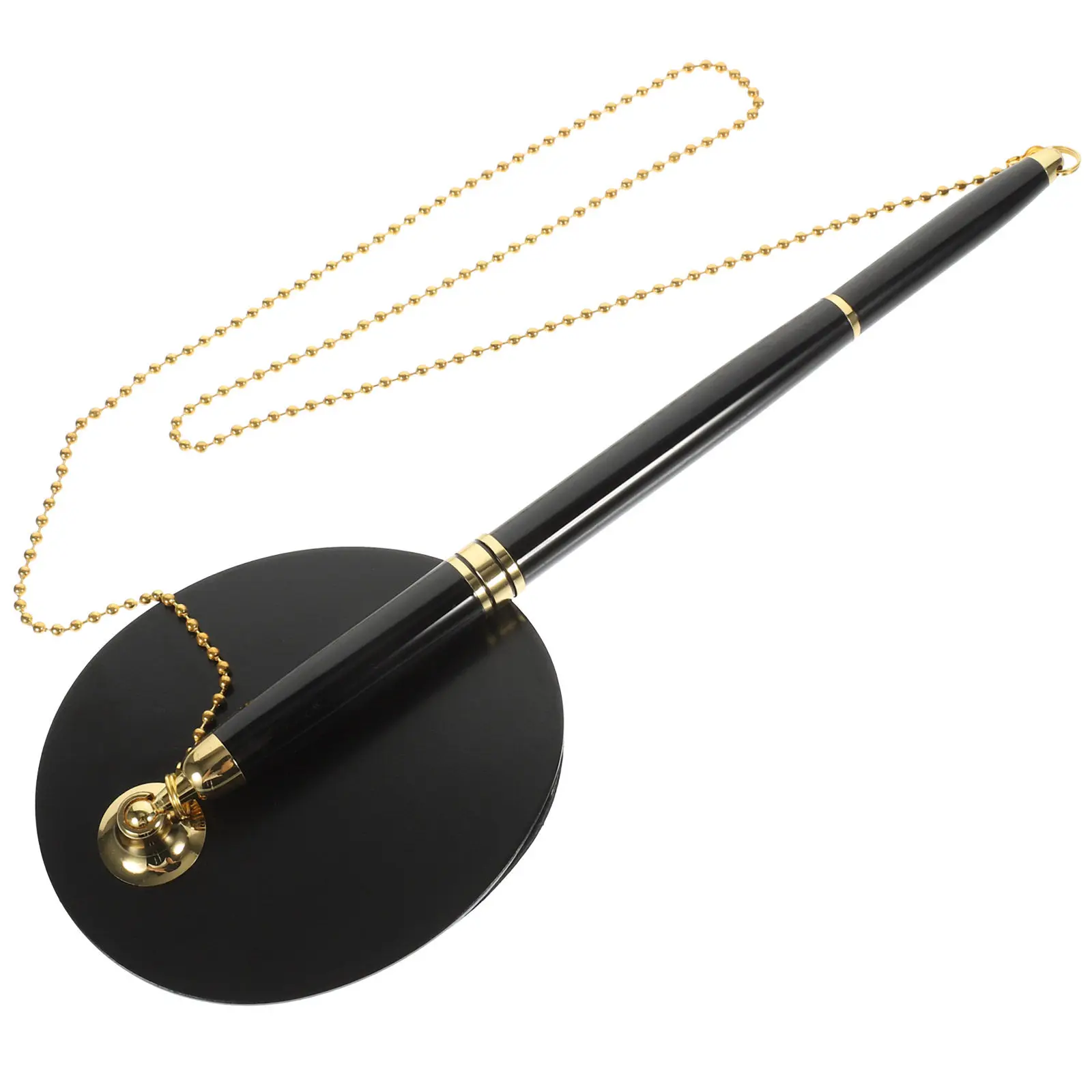 Table Fixed Signature Pen with Rotating Stand Chain Design Premium ABS Stainless Steel Office Business Writing Pen for Banks