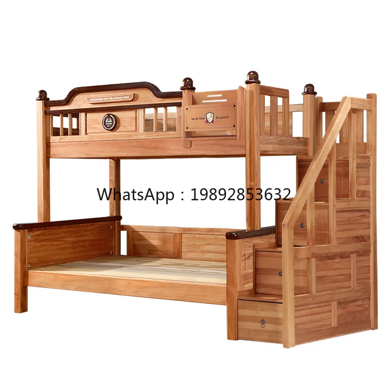 YFY صديقة للبيئة خشب الصندل الأحمر خشب متين سميكة طبقة مزدوجة سرير الوالدين والطفل كامل خشب متين سرير أطفال مرتفع ومنخفض #6