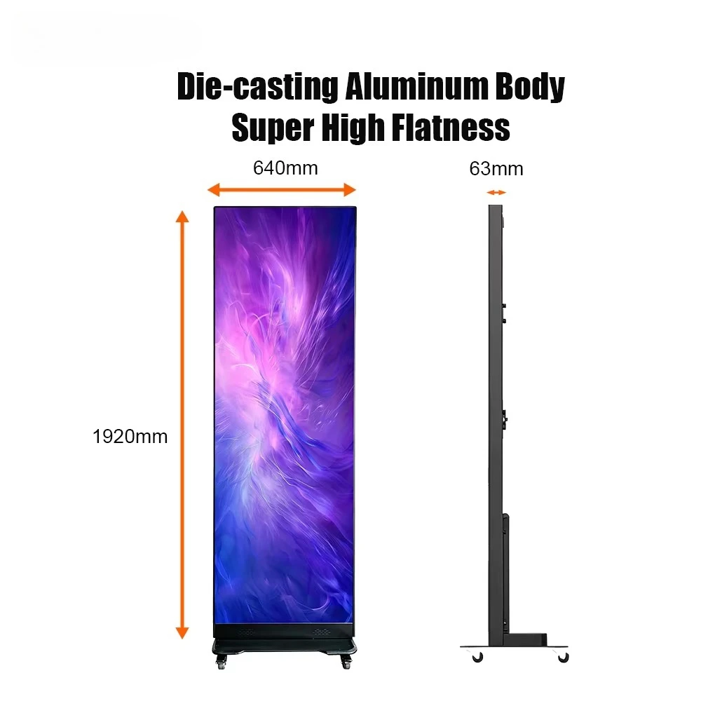 P2.5 GOB Technology Easy Maintenance Indoor WiFi Smart Control Portable Foldable LED Poster Display Screen for Advertising
