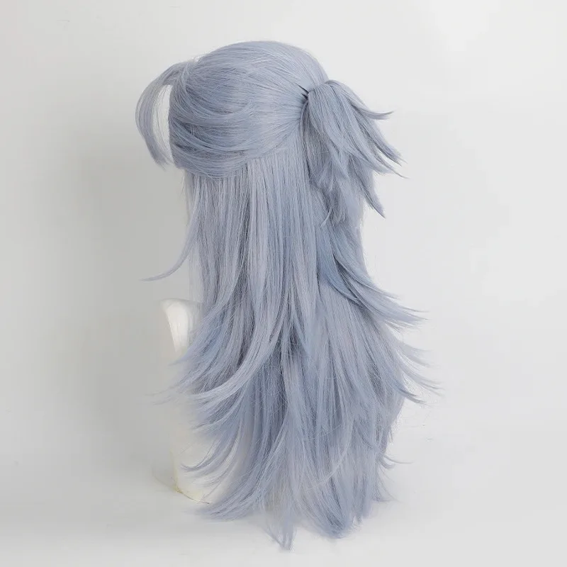 لعبة Wuthering Waves الباروكات آلتو شعر مستعار تأثيري أزرق فاتح شعر طويل مع ذيل حصان قصير + غطاء شعر مستعار مجاني