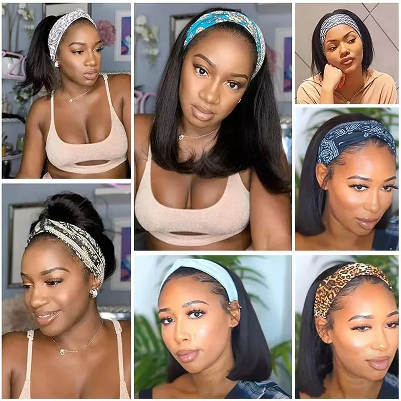 Wig for European and American women, straight with inward curls, headband short hair, synthetic high-temperature fibe - view 4