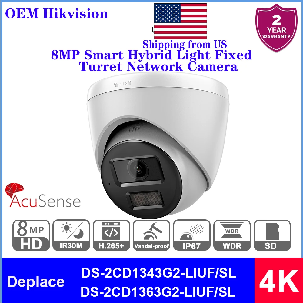 

OEM Hikvision 5/8MP Acusense IP Camera replace DS-2CD1363G2-LIUF/SL Smart Hybrid Light Two-way Audio Shipping from US