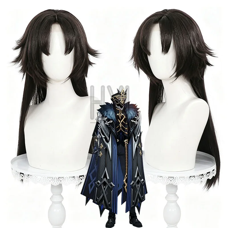 Game Genshin Impact Capitano Thrain Cosplay Wig Black Long Synthetic Hair For Women Men Halloween Costume Party Carnival Props