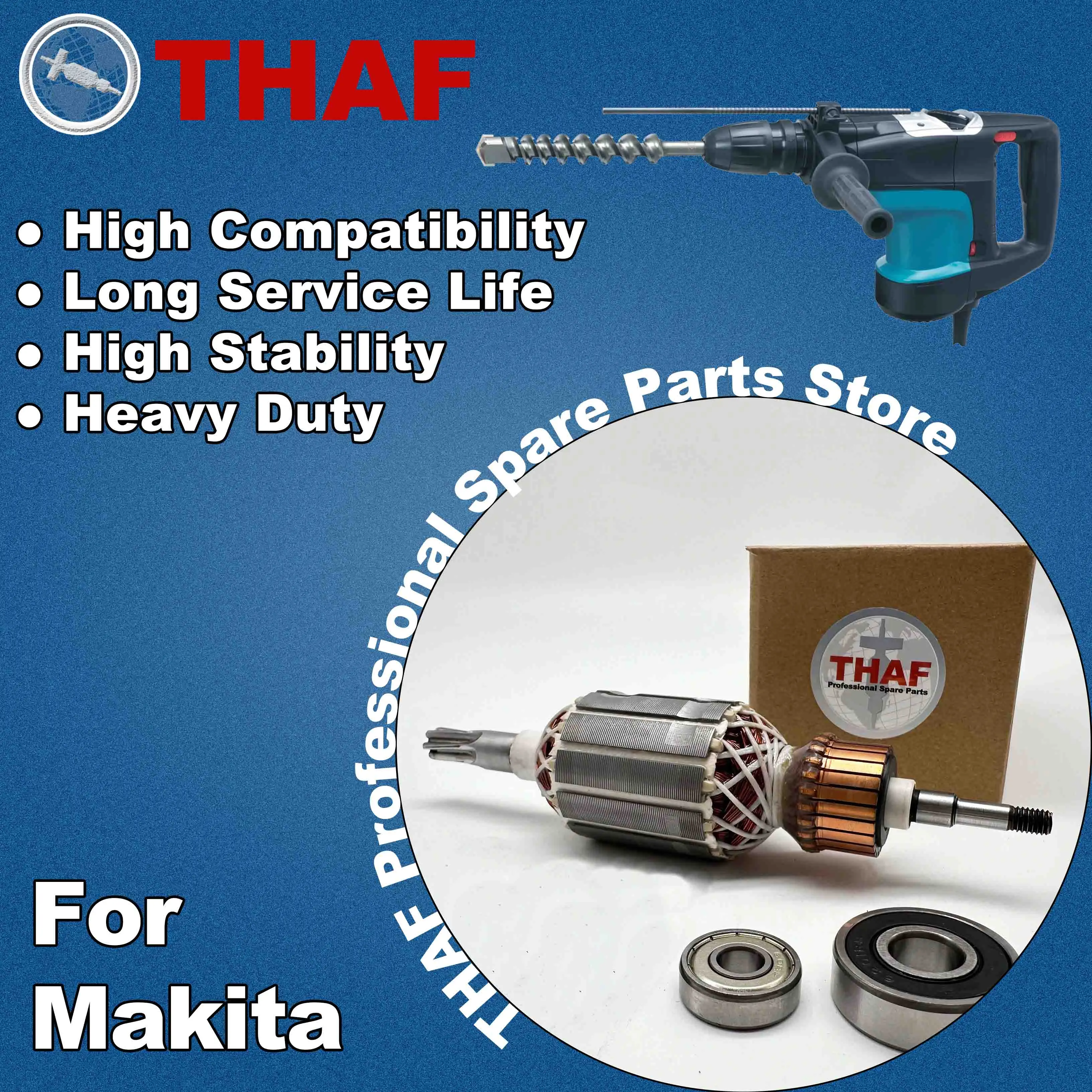 AC 220V 240V HR4001 HR4001C HR4010C Armature Rotor For MAKITA Hammer Drill Spare Parts Rotary Hammer Breaker HR4011C HR4001CX