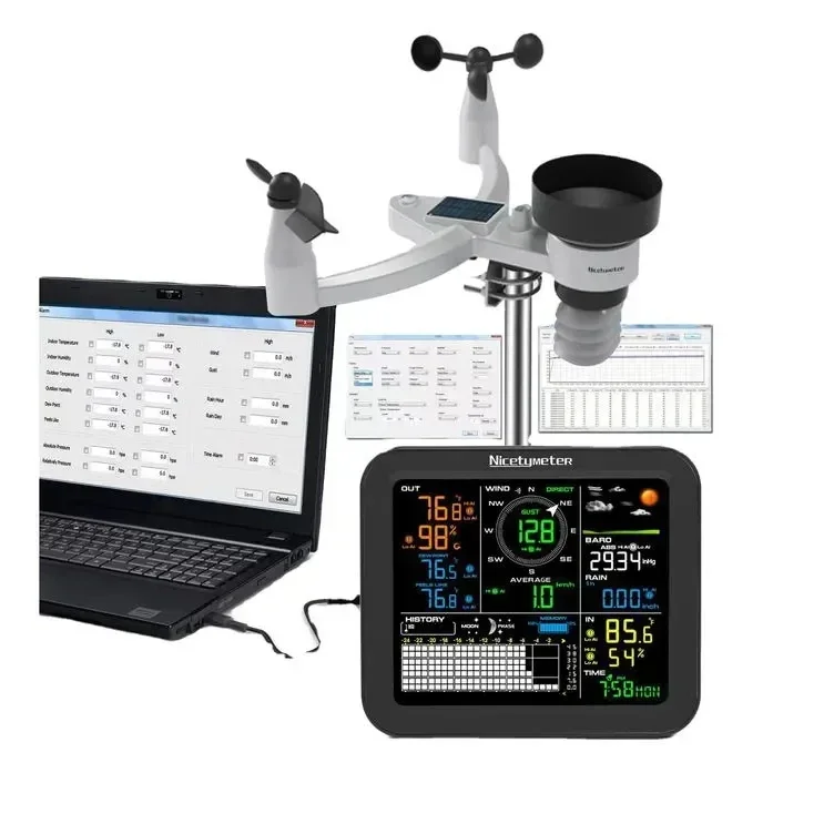 محطة الطقس اللاسلكية 2025/HEDAO مع 5000 تخزين البيانات محطة الطقس الاحترافية 5 في 1 للاستخدام الداخلي والخارجي