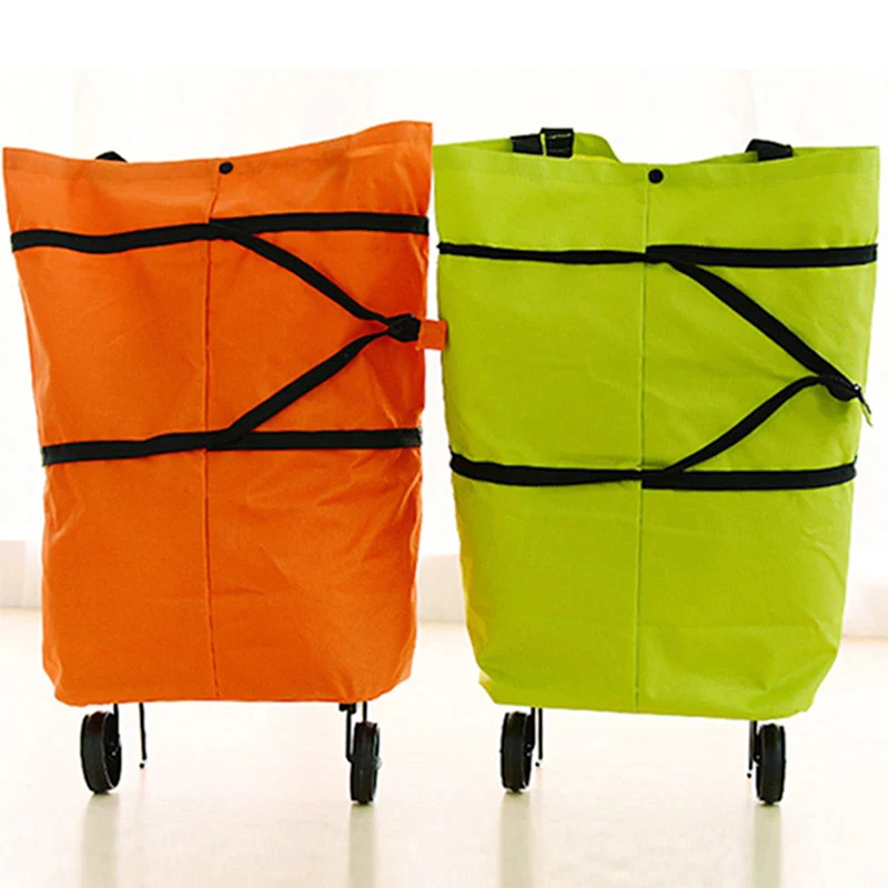 Bolso plegable con ruedas para compras, bolsa de comestibles reutilizable, organizador de alimentos y verduras