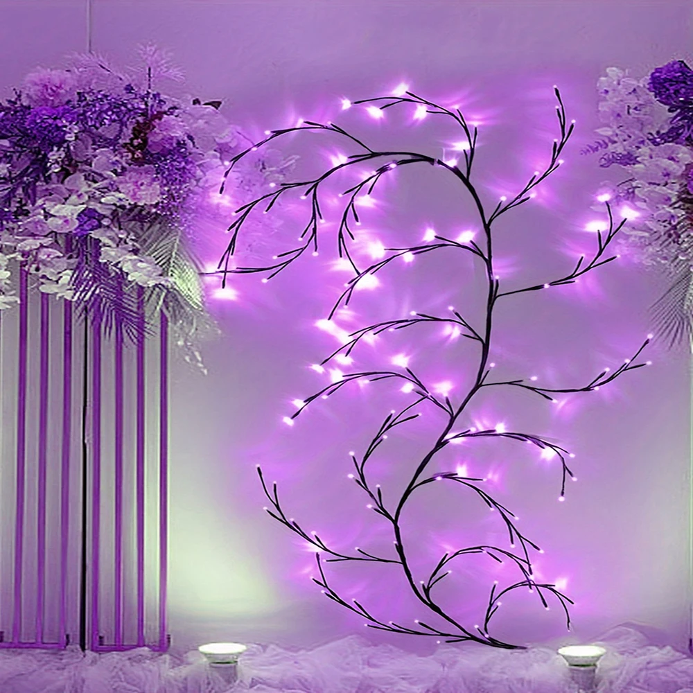 Imagem -03 - Usb Flexível Willow Vine Luz Decorações de Casamento Faça Você Mesmo Rattan Árvore Ramo Luminoso Luz de Parede Lareira Festa Quarto