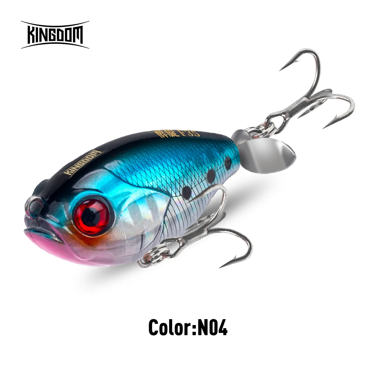 Kingdom Propeller Topwater Popper Angelköder 35 mm 5,4 g Wobbler künstliche harte Köder für Forelle Hecht Bass schwimmender Bleistift