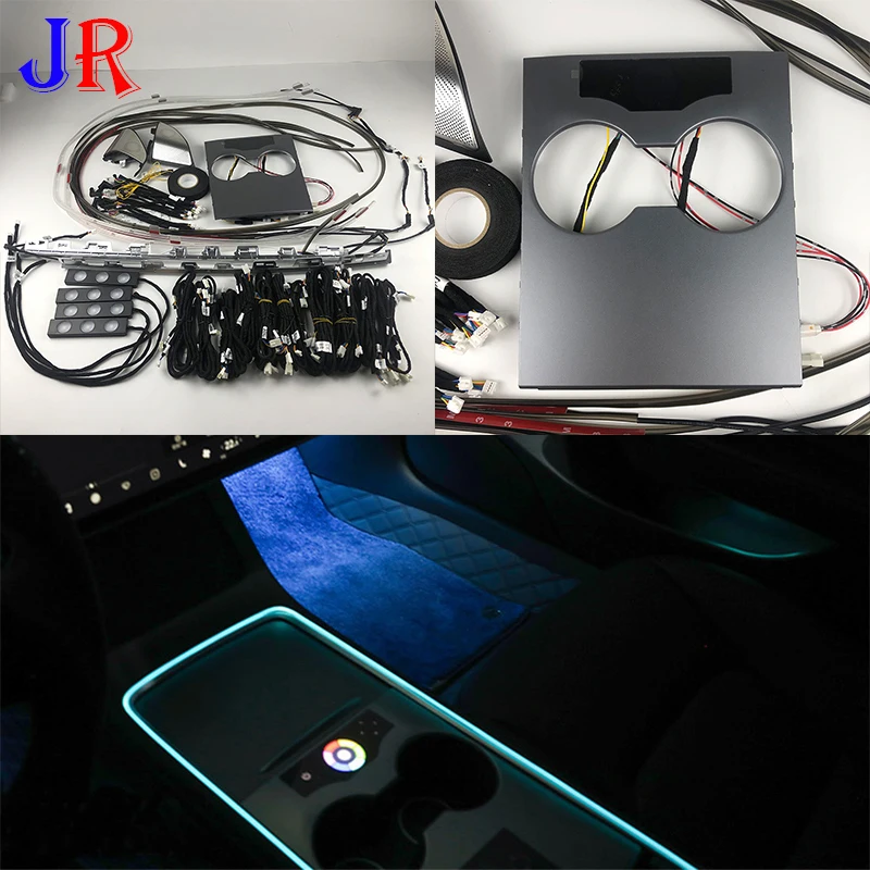 Colorful show off cup control Decorate inter lamp Car Ambient Light For Tesla Model 3 model Y 2021 Center pillar horn cover