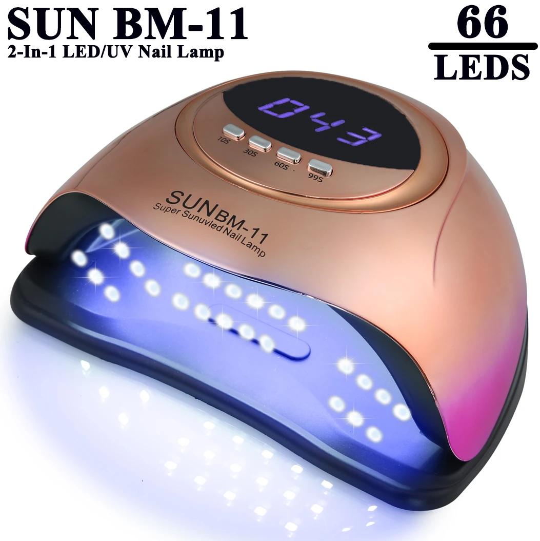 Professional SUN BM-11 2-in-1 Nail LED/UV Nail Lamp Machine With 66 LEDs And Four Timers for Nail Gel Polish Curing Manicure