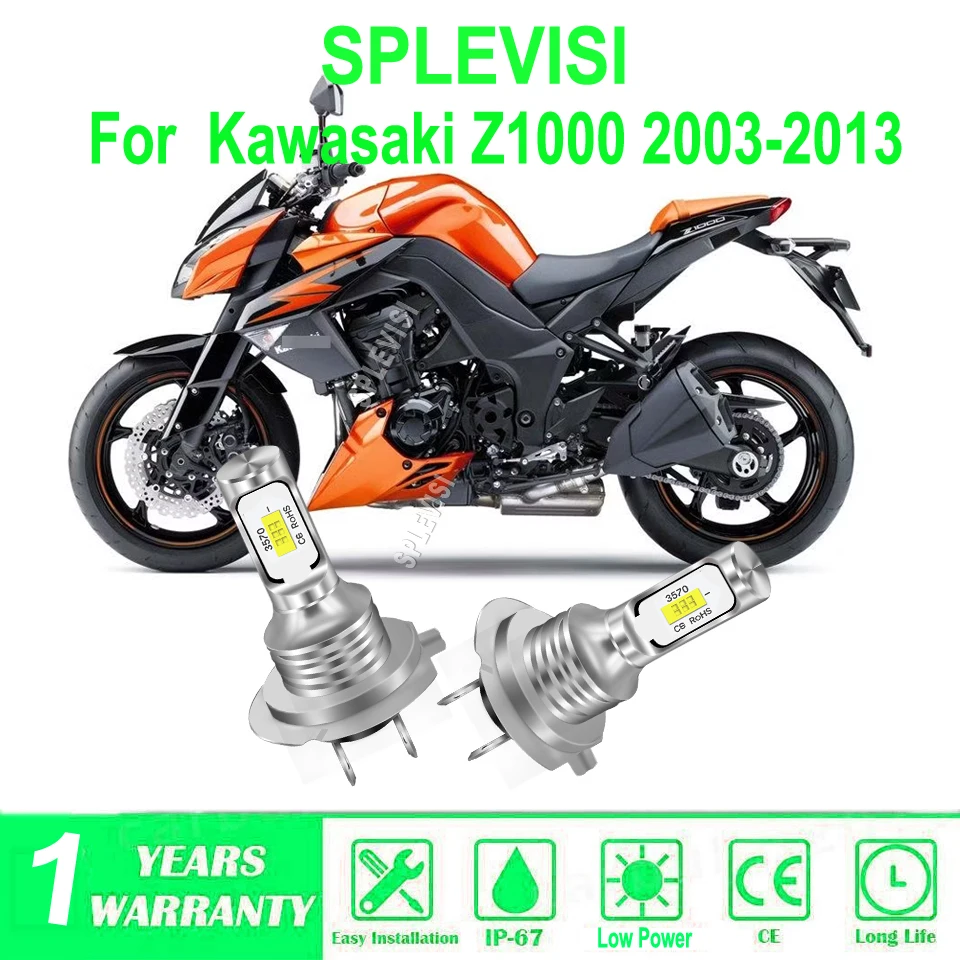 

H7 Motorcycle LED White Headlights Bulb 477/499 Replace Standard Halogen Bulbs For Kawasaki Z1000 2003 2004 2005 2006 2007-2013