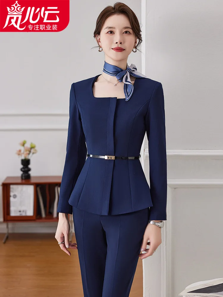 

Early Spring Suit Female Business Temperament High-End Beauty Salon Pavilion of Regimen Golden Shop Hotel Front Stage Work Wear