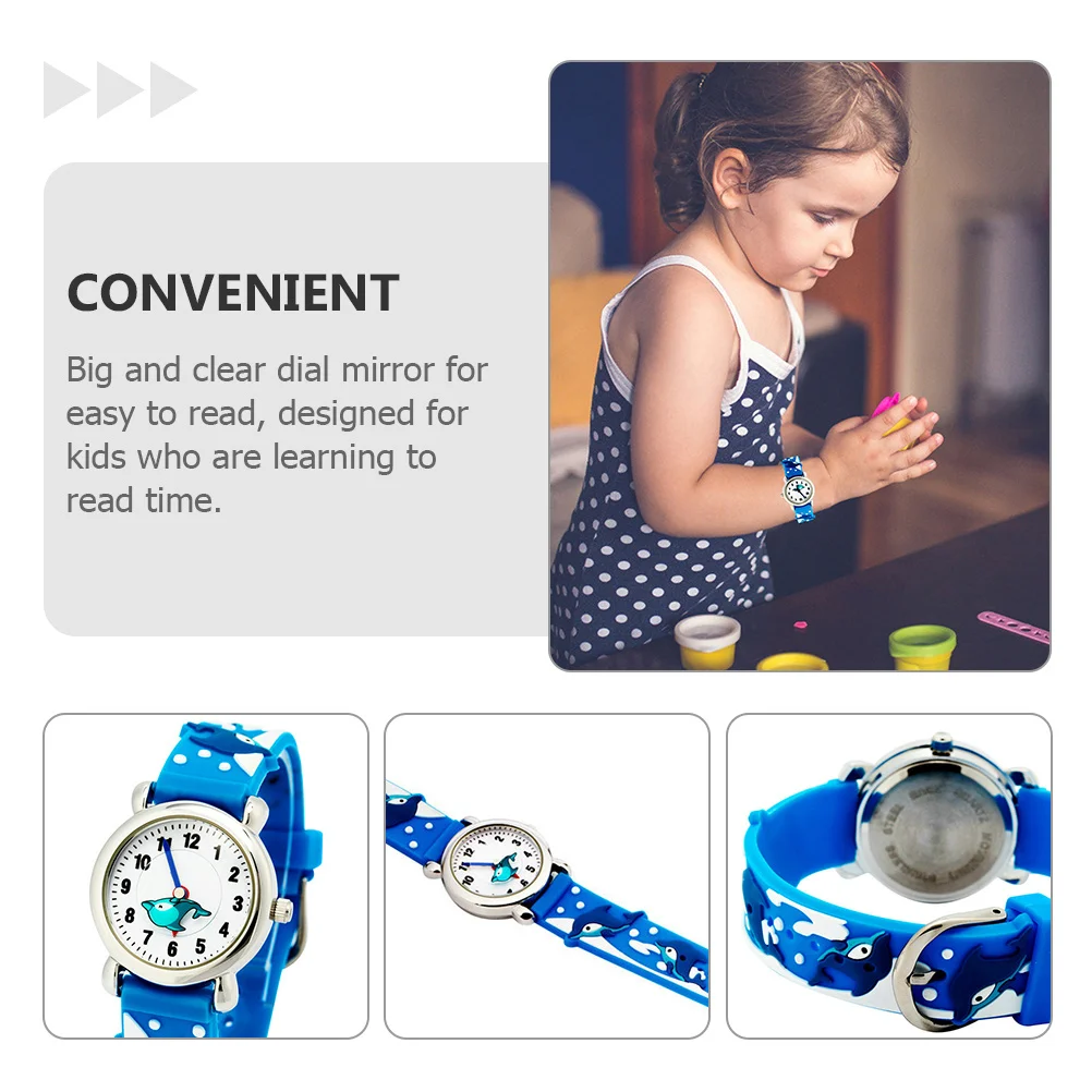 Dolphin Pattern Cartoon Children Student Gift Waterproof Time Learning Watch For Child Dolphin Pattern Watch Girls Boys