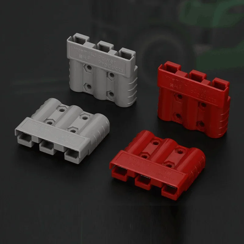 2 Pcs Three-Pole Plug Forklift Battery Charging Power Connector Battery Connector 50A Plug For Anderson Plug