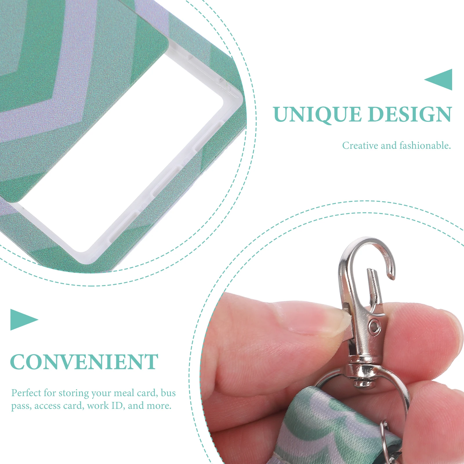 

1 set Badge Holder Card Sleeve Heart Pattern Lanyard Portable Id Card Cover Access Card Protector