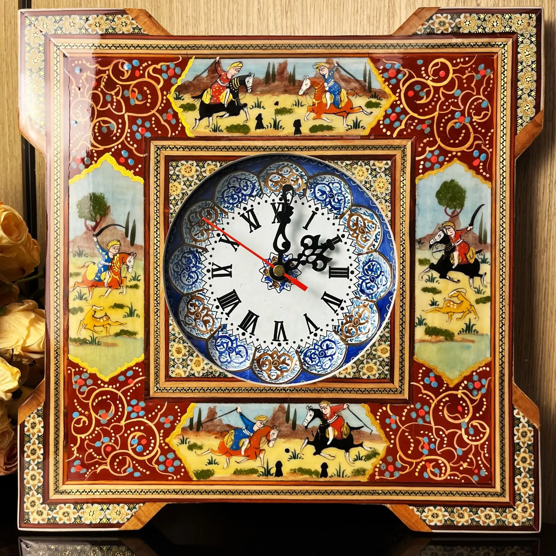 

Luxury Hand-Painted Wall Clock Modern Design Large Silent Ceramic Clocks Wall Home Decor Living Room Decoration Cloisonne Gift