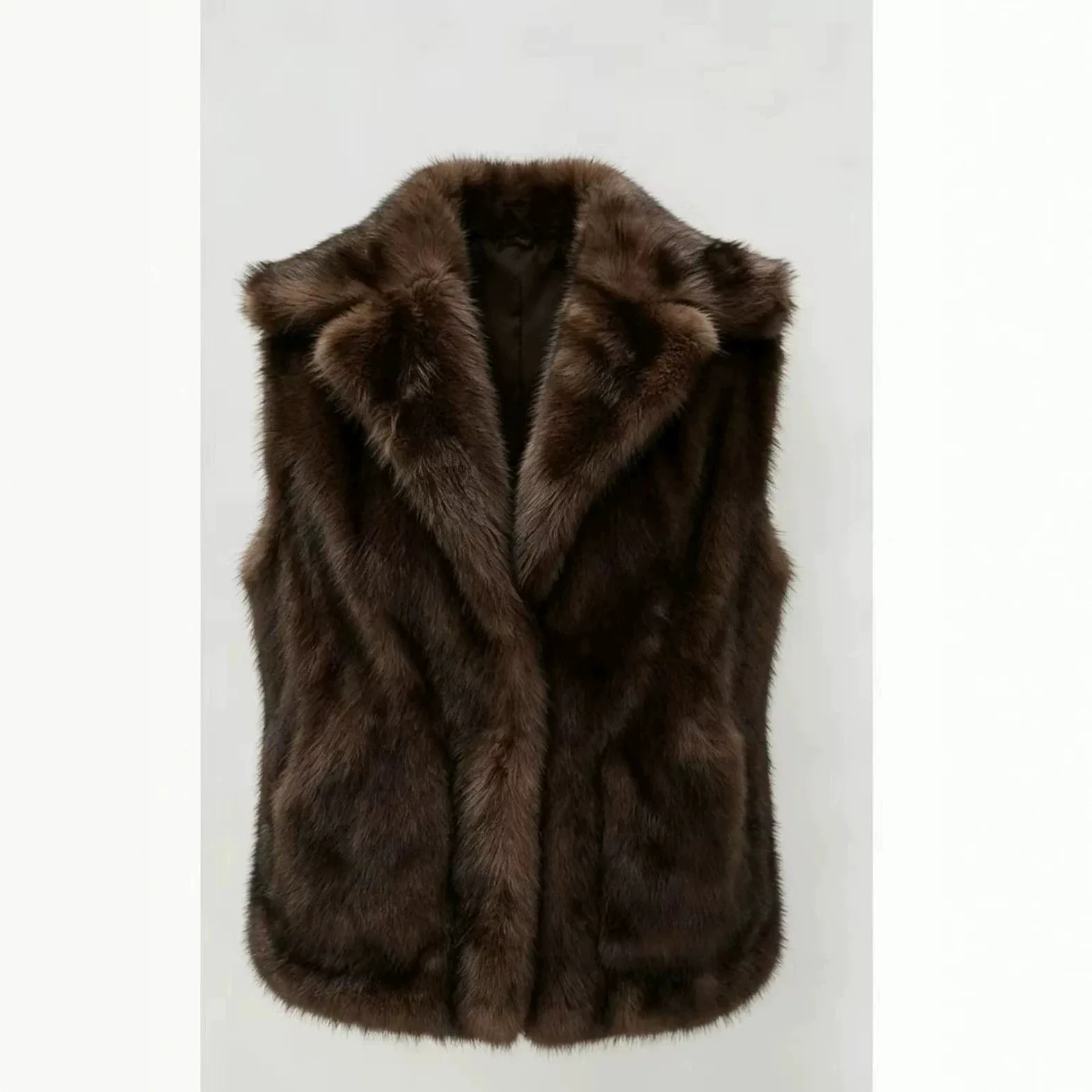 Hooded Cafe Stripe Short Faux Fur Vests with Belt Faux Mink Furry Jackets Fluffy Casual Plush Coats Thick Warm Outerwears Luxury