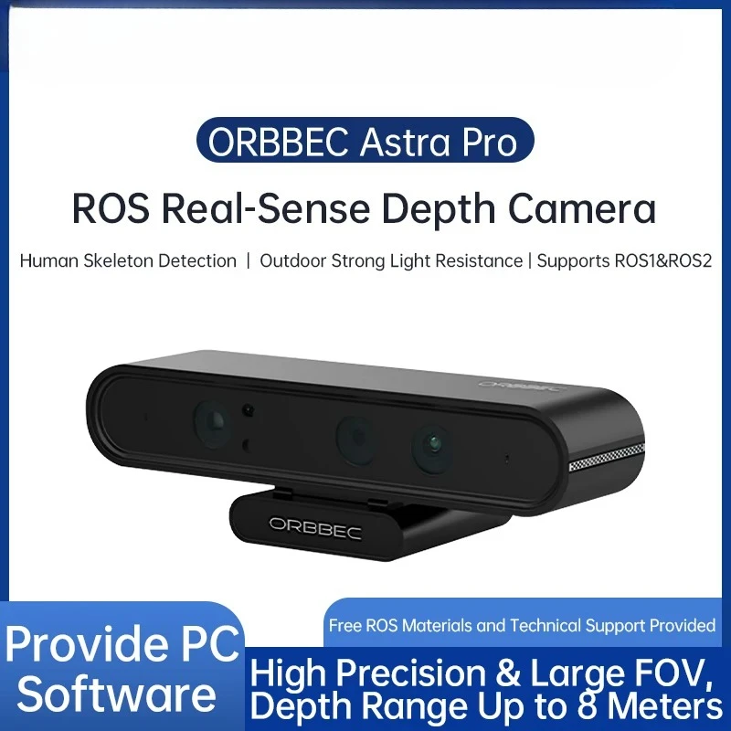 ORBBEC Astra Pro 3D Depth Camera 0.6-8M Range For AI Robotics Drones Development Face Recognition With ROS1&ROS2