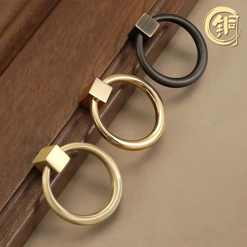 European Style Pull Ring Handle Modern Simple Single Hole Knob for Coffee Table Cabinet Door Drawer Shoe Cabinet Wardrobe