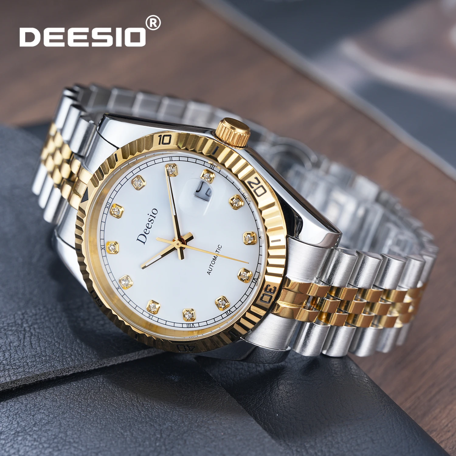 

Автоматические часы Deesio, мужские часы, водонепроницаемые часы из нержавеющей стали 30 м, светящиеся часы, деловые часы, классический аксессуар