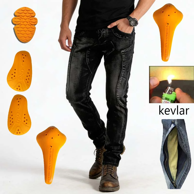 Kevlar Motorcycle Jeans for Men Aramid Fiber Reinforced Anti Crash Protective Riding Pants Retro Urban Commute Safety Gear 036
