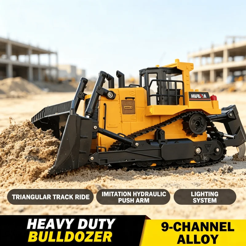 Huina 1/16   Remote Control Bulldozer Heavy Duty Bulldozer R/C Truck Vehicle Electric Toy  for Boys Children's Gifts
