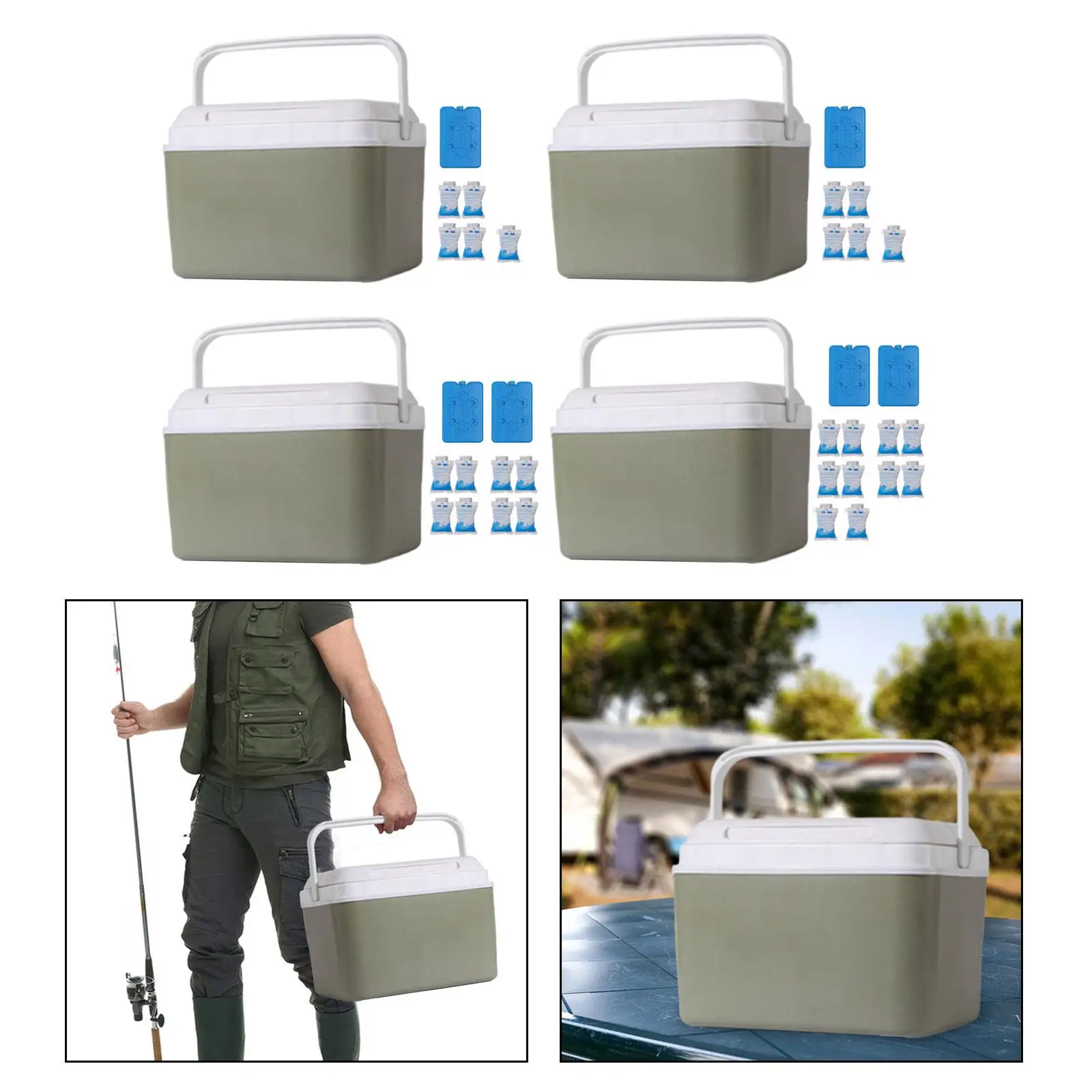 Insulated Cooler Box with Handle Beverage Storage Organizer Hard Cooler Ice Box for Outdoor Stall Fishing Boat Fresh Keeping