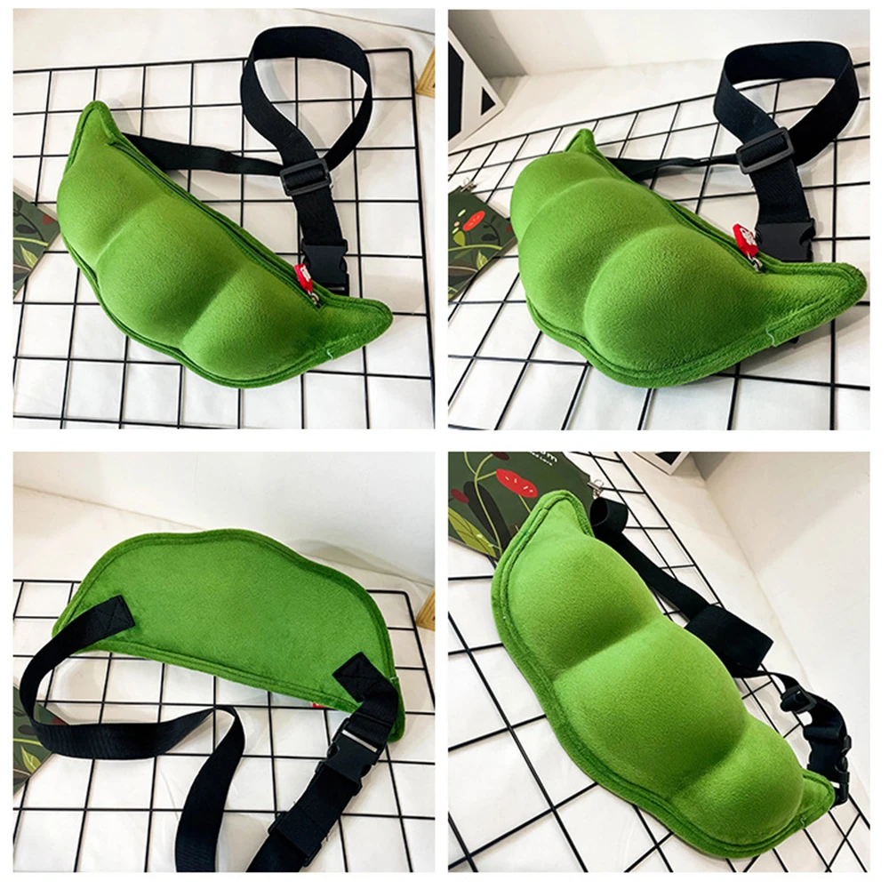 Riñonera verde con cremallera para mujer, bolsa de cintura divertida de felpa para playa, viaje, plátano, cadera, bolso de pecho, cinturón para niña