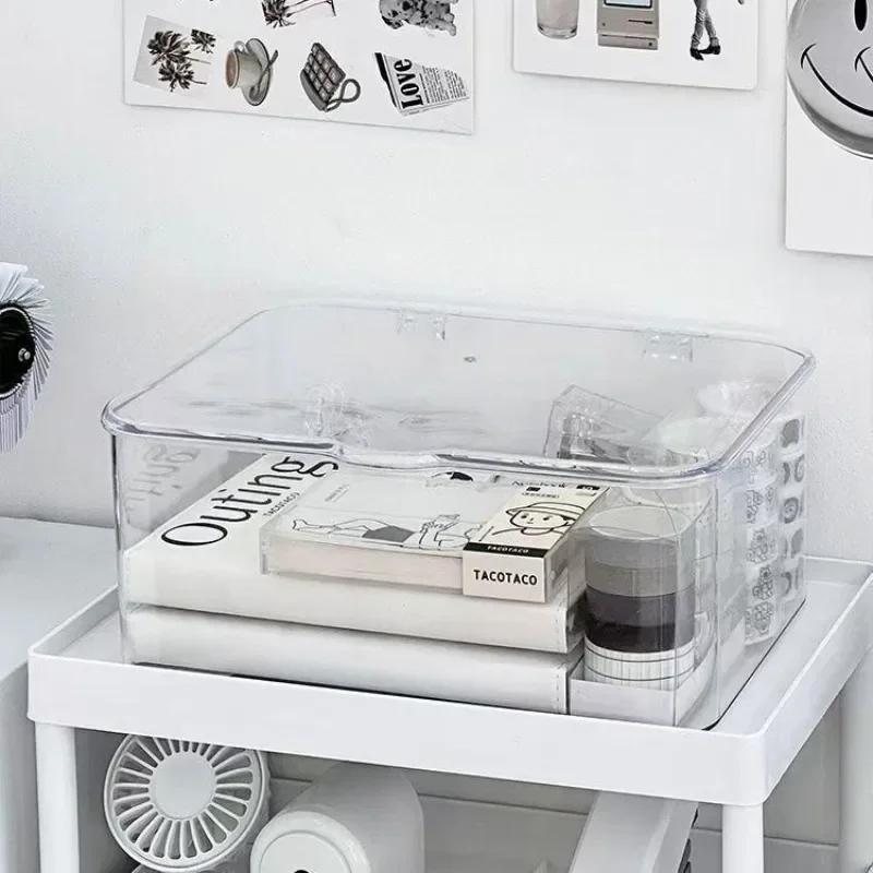 Acrylic Clear Storage Organizer Box - Clamshell Design for Home, Office Essentials with Multi-Purpose Stationery Organizers