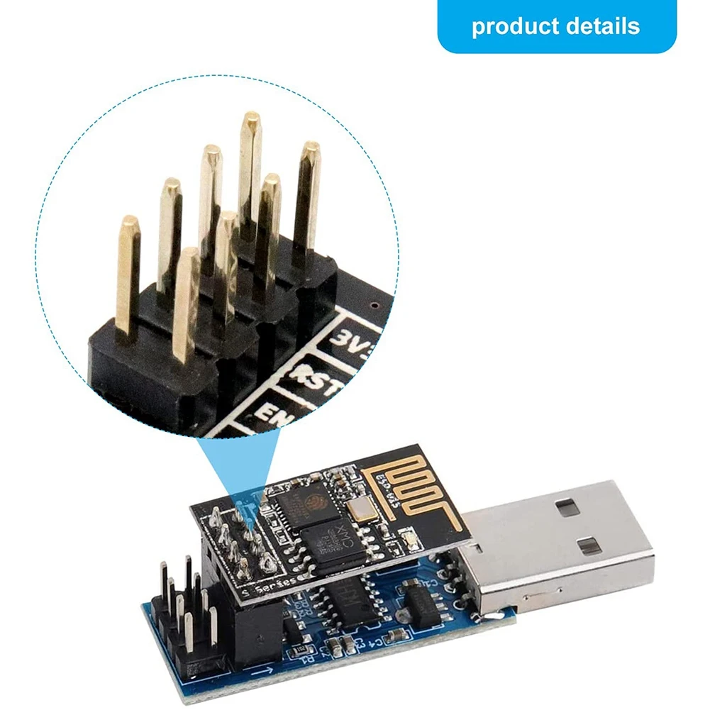 USB to ESP8266 Breakout CH340C ESP-01 ESP-01S Prog WiFi Programmer Downloader Adapter with Reset Auto Download Circuit TQ