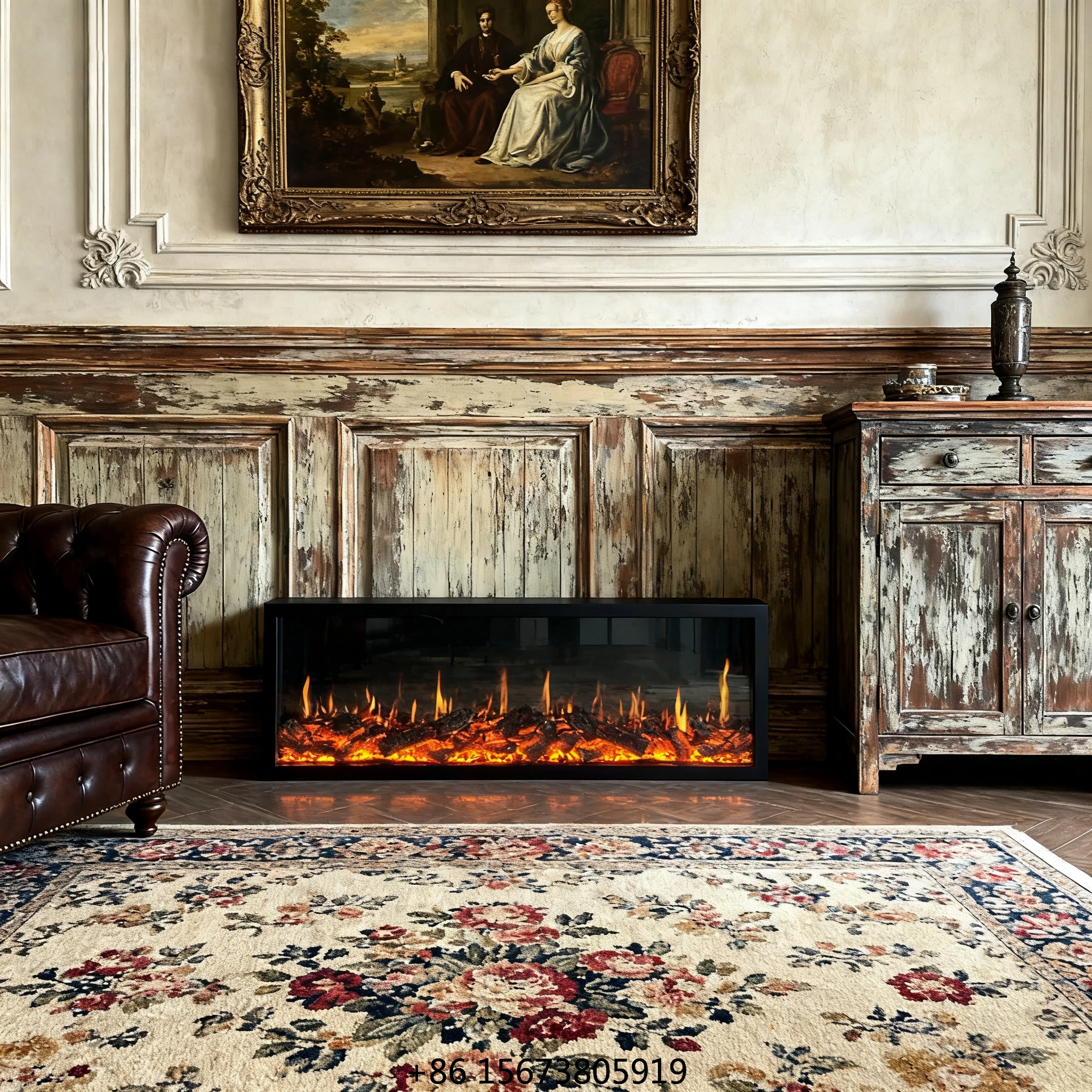 

Декоративный встраиваемый настенный камин с проекцией пламени 4K LED и пультом управления