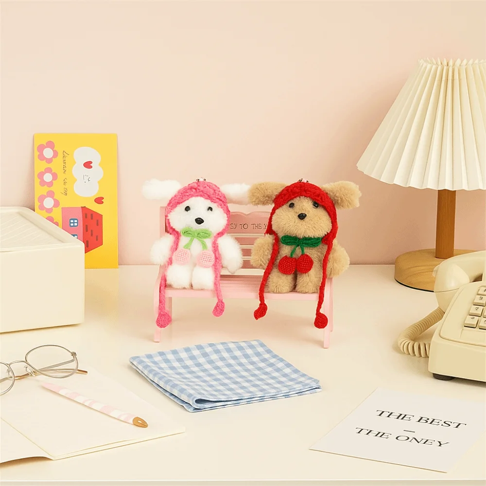 الموجودة في قاعدة المفتاح قبعة صغيرة جرو أفخم قلادة أفخم الكرتون أفخم الكلب المفاتيح Kawaii مضحك الكلب أفخم كيرينغ زوجين هدية #3