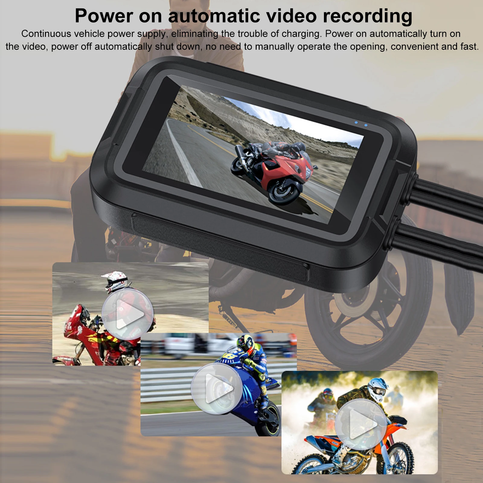 Enregistreur de conduite de moto DVR spécial écran étanche de 3.0 pouces avec double caméra 1080P prise en charge Wifi connecter téléphone GPS piste